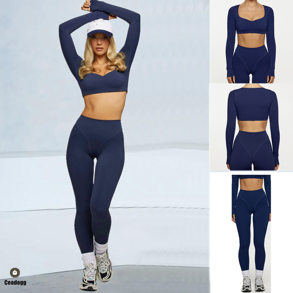 Compression Long Pant - طقم يوجا نسائي من قطعتين: توب