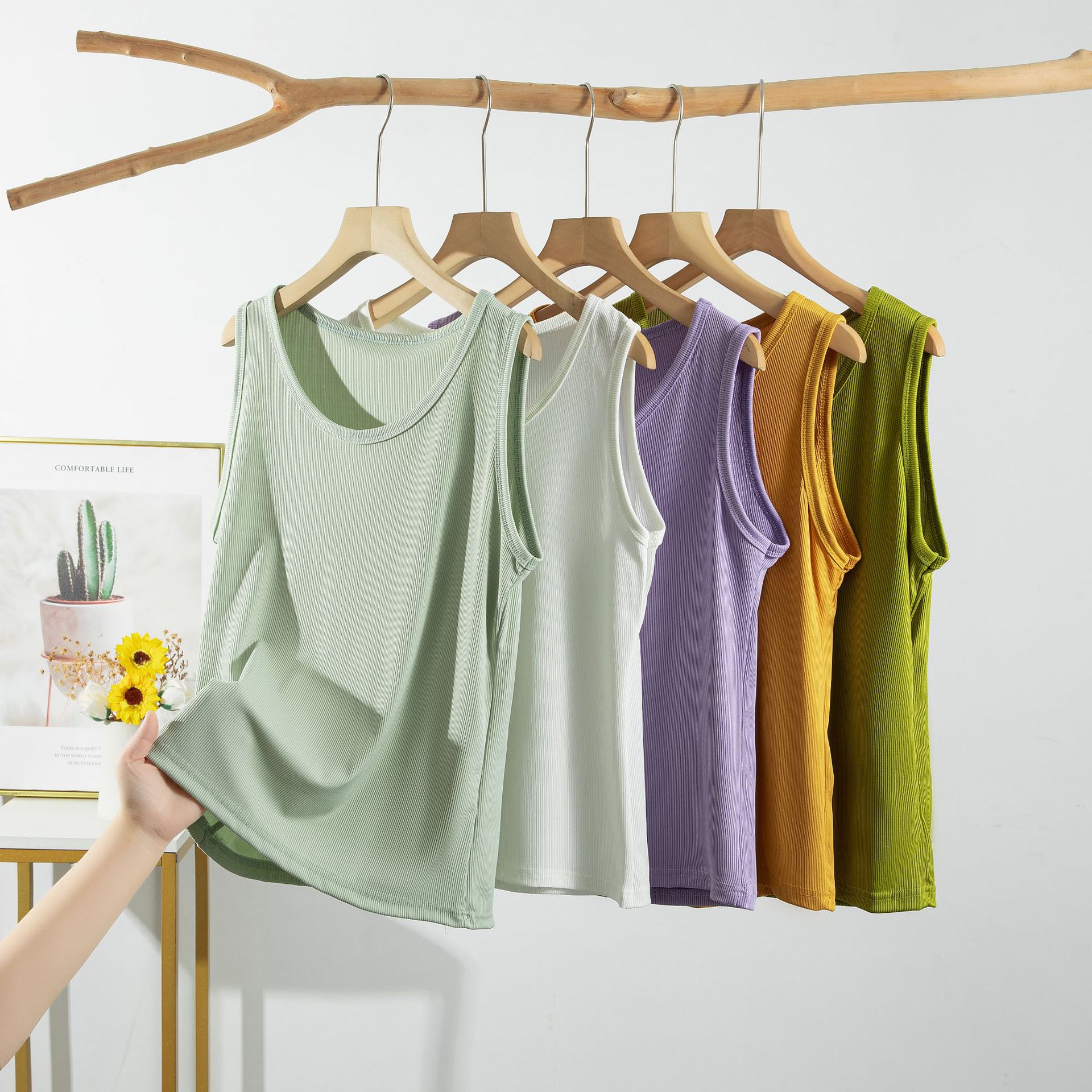 Tank Top Ribbed - الضلع Icesilk تانك القمم الصيف المرأة