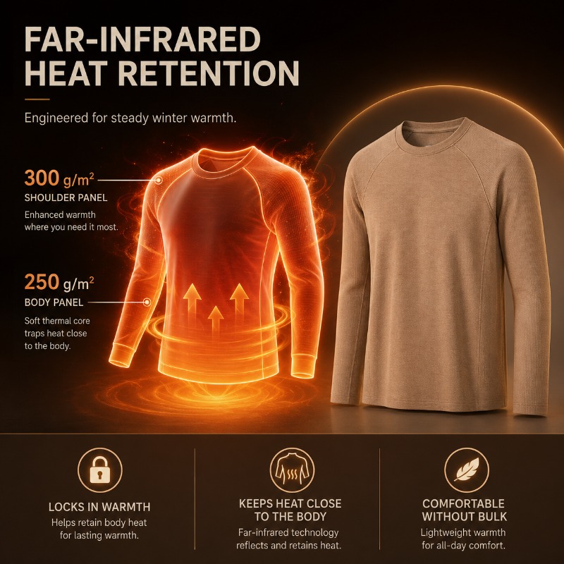 قميص داخلي رجالي مبطن بالصوف ب - مراجعة Undershirt Crew Neck وسعره