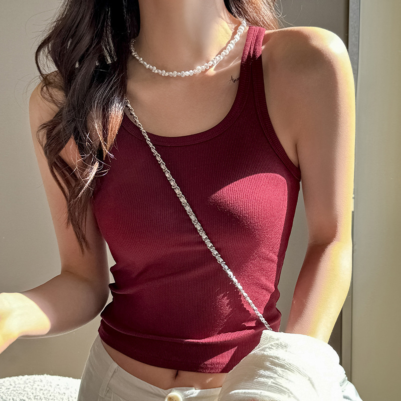 توب نسائي أساسي محبوك بتصميم م - مراجعة Tank Top Ribbed وسعره
